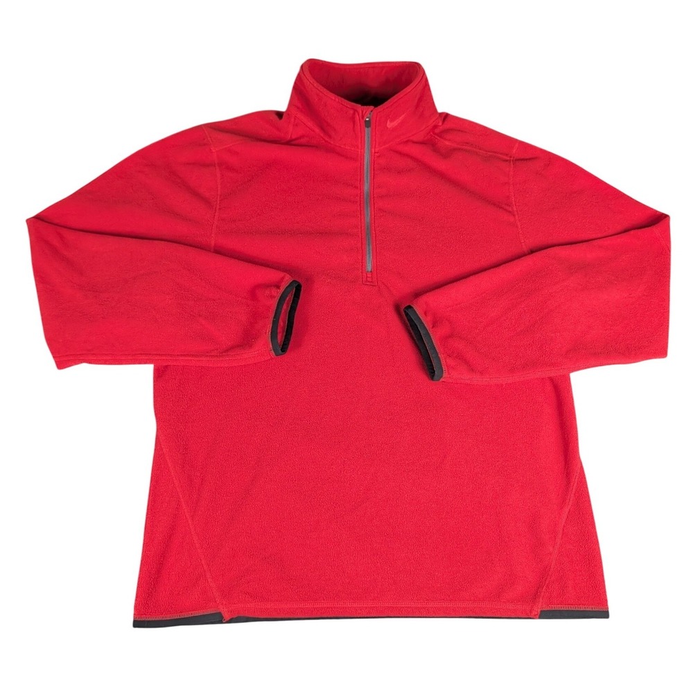 Nike Therma-FIT Quarter Zip Fleece Pullover Red Long Sleeve Sweatshirt